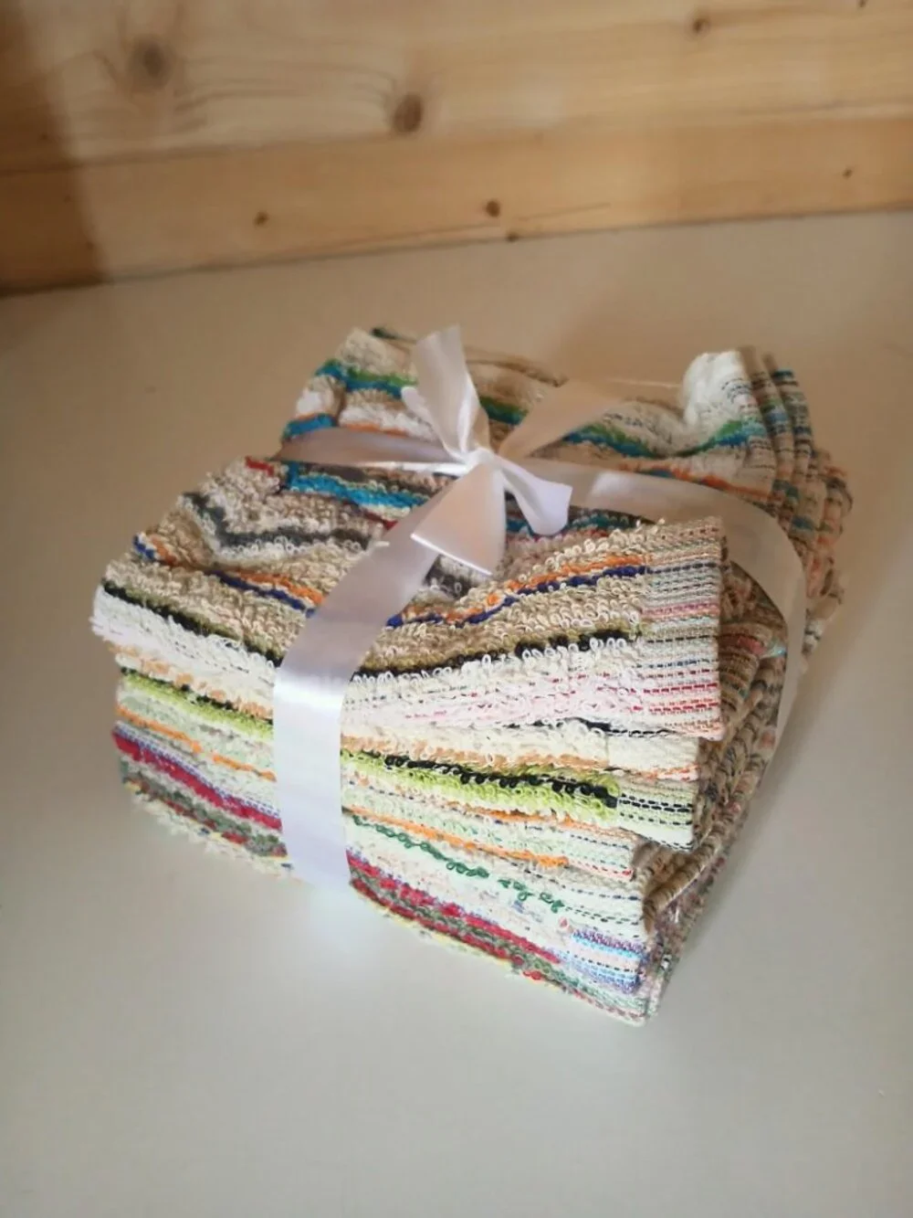Set of 4 Vintage Washcloths, 100% cotton, bohemian, cottage core 12x12